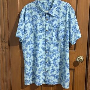 Men's Blue Floral Casual Button Down Shirt